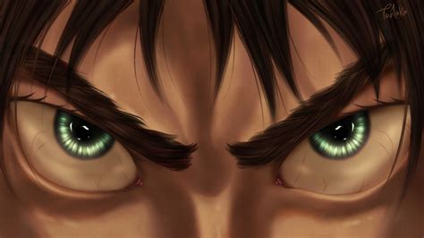 Attack On Titan Very Closer Of Eren Yeager With Green Eyes 4k Hd Anime Wallpapers Hd