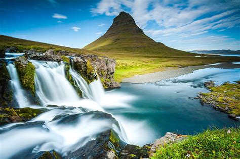 川、 アイスランド、 レイキャビク、 滝、 4k、 山、 Hdデスクトップの壁紙 Wallpaperbetter