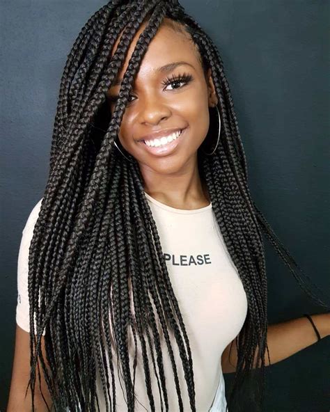 Comb through your hair and create a side part. 30 Trendy Box Braids Styles Stylists Recommend for 2021 ...