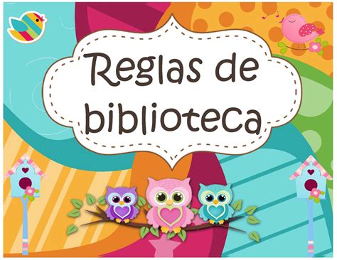 Reglas de biblioteca. Motivo Búhos | Reglas de la biblioteca, Reglas de