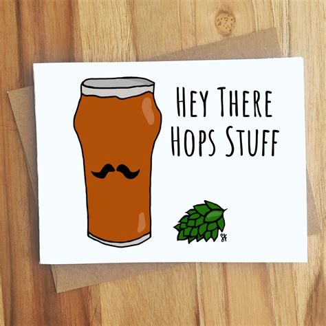 Hey There Hops Stuff Beer Pun Greeting Card Handmade T Play On