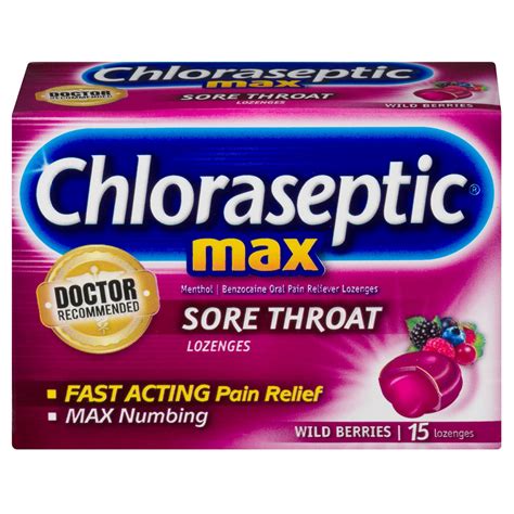 Chloraseptic Max Sore Throat Lozenges Wild Berries 15 Ct