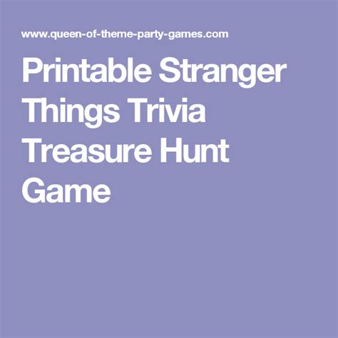 Printable Stranger Things Trivia Treasure Hunt Game Stranger Things