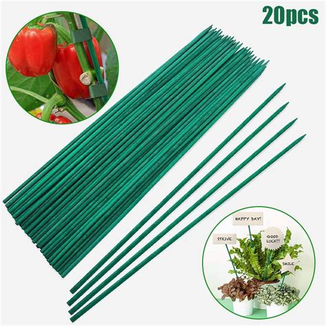 Zhongtai 20pcs 16inch Garden Wood Plant Stakes Green Bamboo Sticks