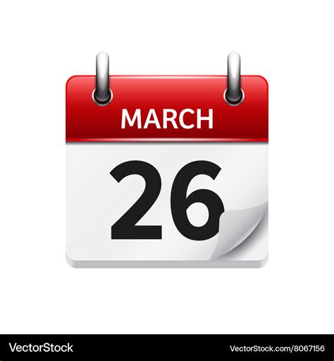 March 26 Flat Daily Calendar Icon Date Royalty Free Vector