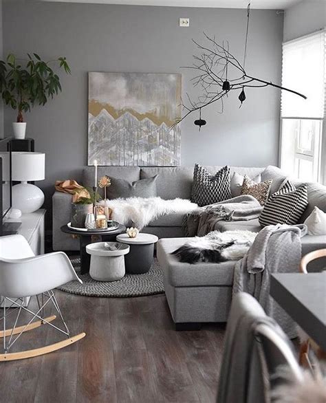 Grey White Themed Living Room Decor And Furniture To A Dark Greyish