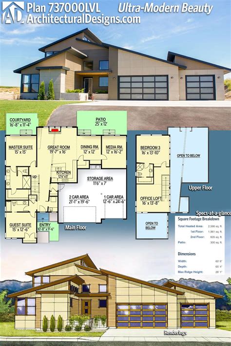 One Story Ultra Modern House Plans