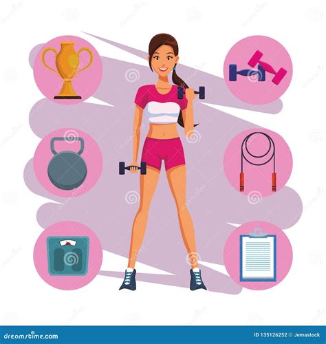 Fit Woman Doing Exercise Stock Vector Illustration Of List 135126252