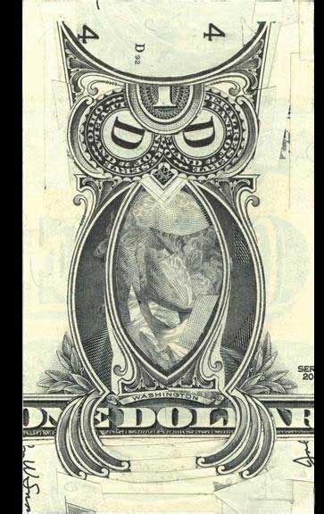 Bohemian Grove Club Owl Made From A One Dollar Bill Art Owl