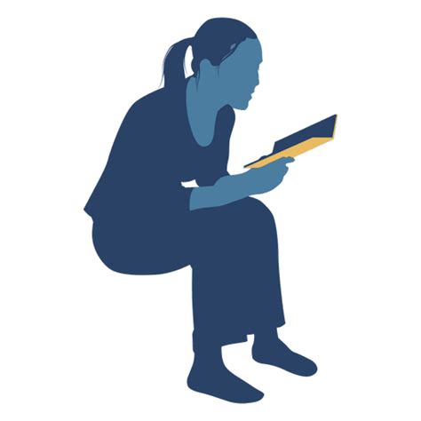 Woman Reading Book Sitting Silhouette Transparent Png And Svg Vector File