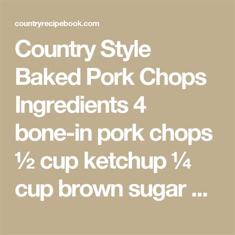 Country Style Baked Pork Chops Recipe Pork Chops