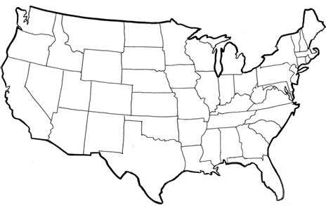 Printable map of united states blank