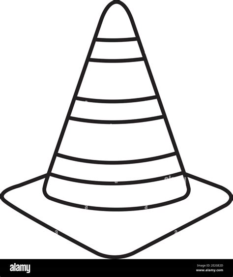 Traffic Cone Icon Over White Background Line Style Vector