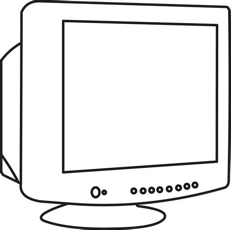 Technology Black And White Outline Clipart Old Style Computer Monitor