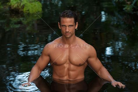 Handsome Rugged Man Without Clothes Standing In A Small Pond Rob Lang