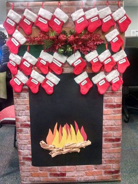 A Fire Place With Stockings On It