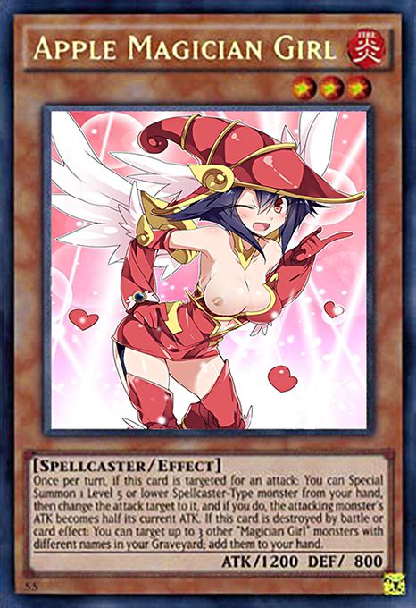 Rule 34 Apple Magician Girl Card Magician Girl One Breast Out Red