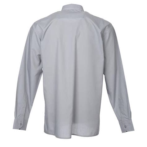 Stock Clergy Shirt In Light Grey Mixed Cotton Long Sleeves Online
