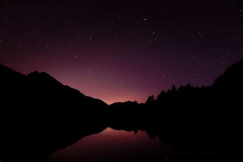Wallpaper Mountains Lake Starry Sky Night Dark Hd Widescreen