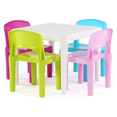 Tot Tutors Playtime 5 Piece Whitebright Colors Plastic Table And