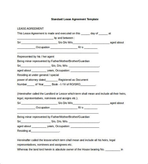 Lease Agreement Template Word Doctemplates