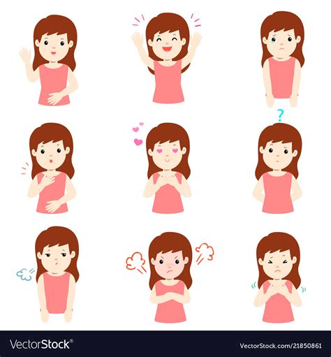 Woman With Different Emotions Cartoon Royalty Free Vector
