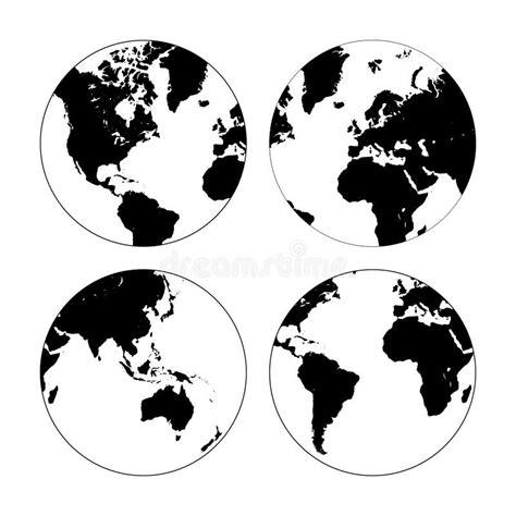 Set Of High Detailed Vector Globes Stock Vector Illustration Of