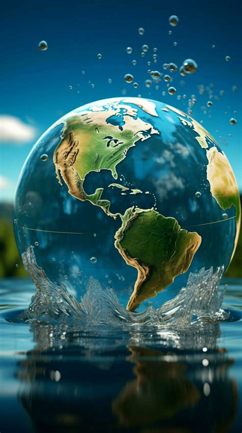 Transparent Water Molds Earth Into A Globe Adorned With Elegant