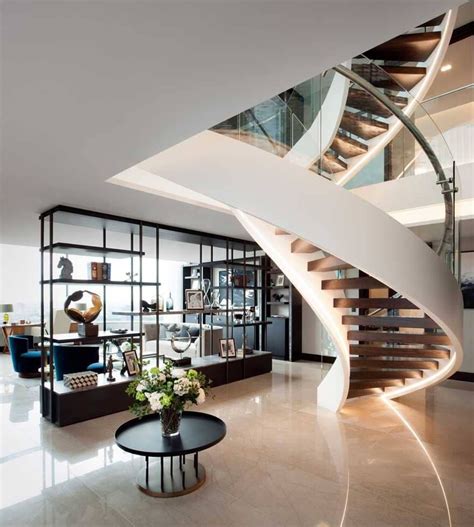 Corniche Penthouse London Tg Studio Modern Staircase Luxury
