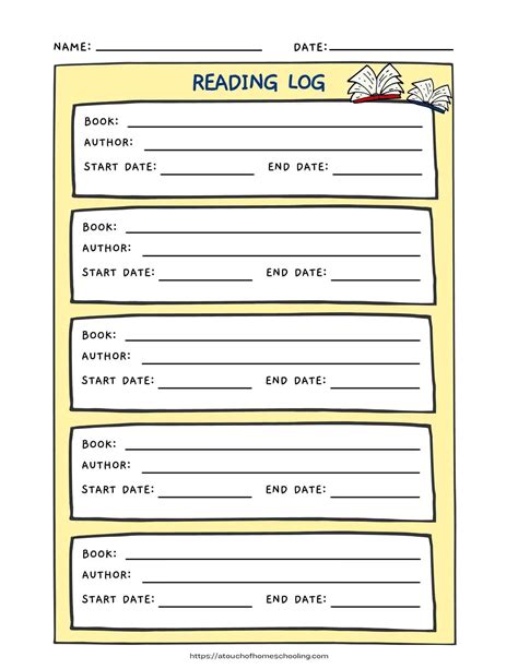 Free Printable Homeschool Book Log Reading Log For Kids