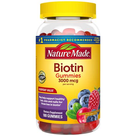 Nature Made Biotin 3000 Mcg Gummies 180 Count Everyday Value For