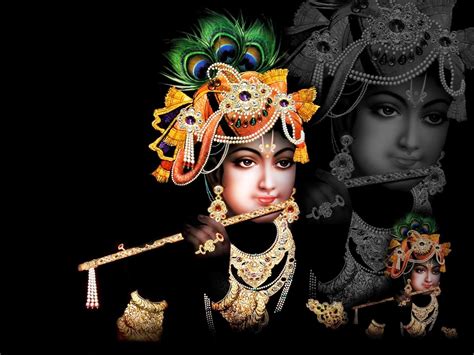 Shri Krishna In Black Background Lord Krishna Wallpapers Krishna