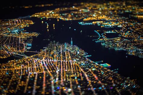 New York City Tilt Shift Usa Night City Aerial View