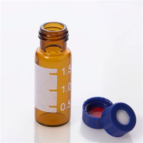 Vial Kit 2ml Amber Glass Vial With Graduated Marking Spot 9 425 Blue Polypropylene Screw Cap