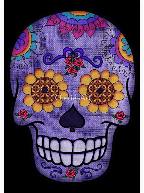 Purple Sugar Skull On Burlap Spiral Notebook For Sale By Cheriesart