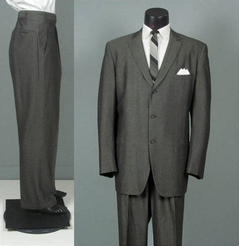 Vintage 1950s Mens Suit Vintage Big And Tall Mid Weight Gray Wool