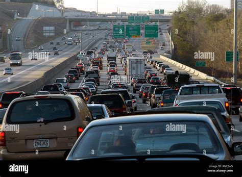 Rush Hour Traffic Jam Atlanta Georgia Ga Stock Photo Alamy