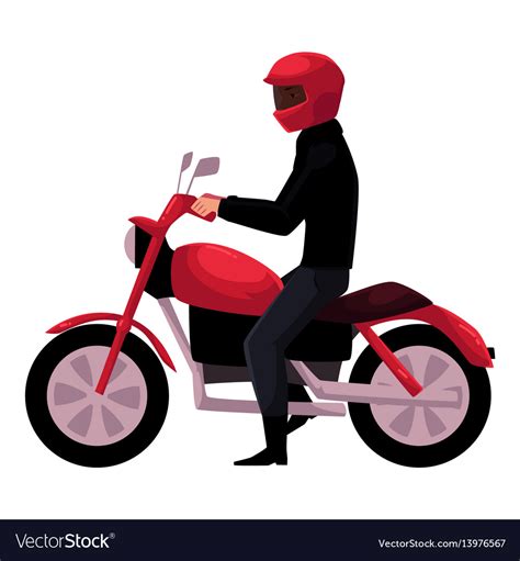 Motorcycle Motorbike Rider Wearing Helmet Side Vector Image