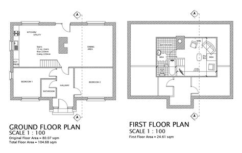 Floor Plan Of Storey Residential House With Detail Dimension In