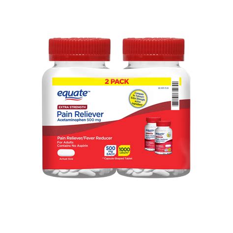 Equate Extra Strength Acetaminophen Pain Reliever Caplets 500 Mg 1000