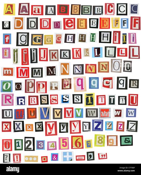 Newspaper Magazine Alphabet With Letters Numbers Stock Photo Alamy