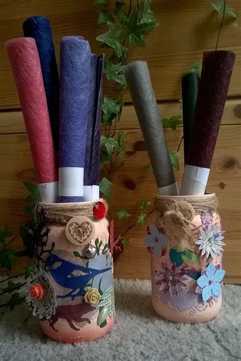 Upcycled Jars Decorated For Our Own Personal Craft Use Wacky Woodland