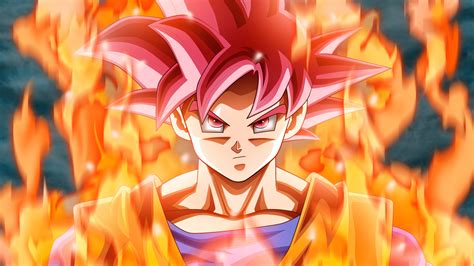 Download Goku Fire Dragon Ball Super Anime 2048x1152 Wallpaper Dual