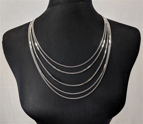 Lovely Vintage Silver Tone Multi Chain Necklace By Monet Etsy Uk