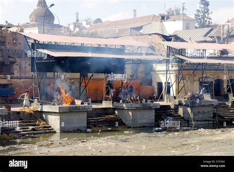 Cremation Vats Along The Holy Bagmati River Pashupatinat Kathmandu