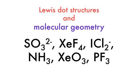 How To Draw Lewis Dot Structures And Their Molecular Geometry Youtube