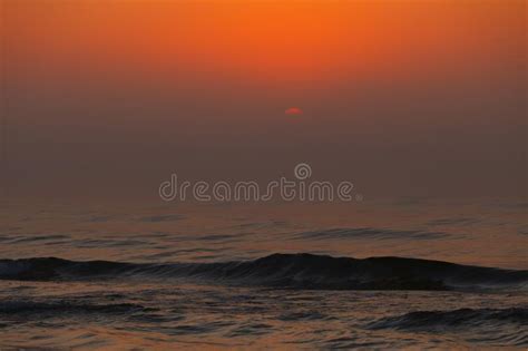 Beatiful Red Sunset Over Sea Surface Stock Photo Image Of Horizon