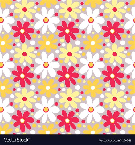 Seamless Pattern With Decorative Daisy Flowers Vector Image
