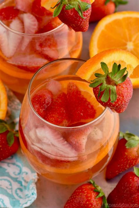 No salt for me, but feel free to salt the rim for your cocktail! This Sunset Sangria is made with orange, strawberry, rum ...