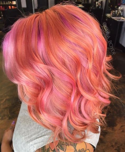 🕷 𝐊𝐀𝐘𝐋𝐀 𝐁𝐎𝐘𝐄𝐑 🕷 On Twitter Peach Hair Sunset Hair Vivid Hair Color
